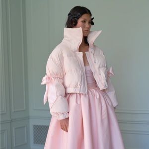 Selkie Superdown pink puffer cropped coat